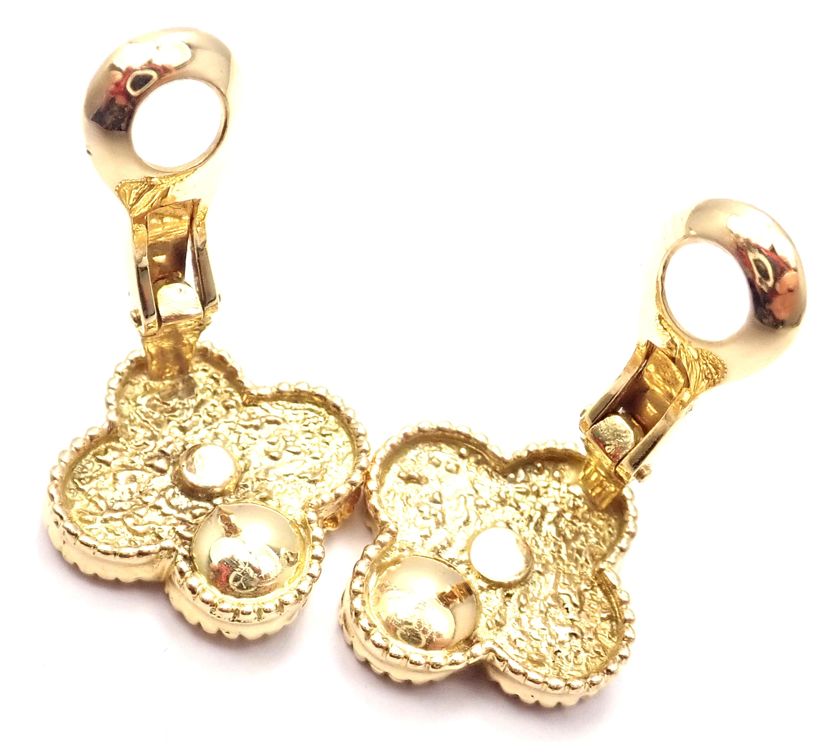 Van Cleef & Arpels Large Vintage Alhambra Yellow Gold Earrings In Excellent Condition In Holland, PA