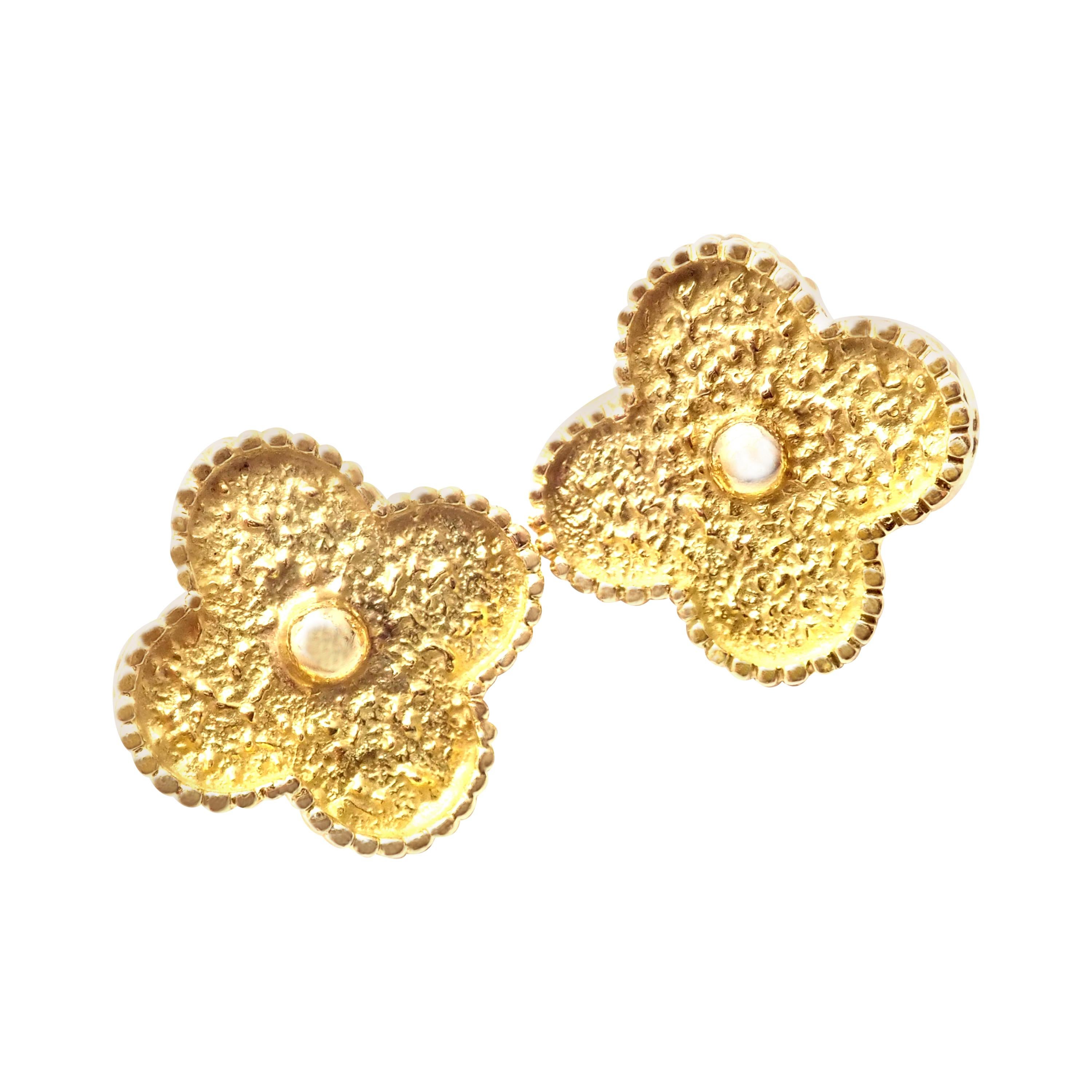 Van Cleef & Arpels Large Vintage Alhambra Yellow Gold Earrings