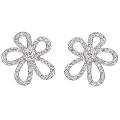 Van Cleef & Arpels Large White Gold Diamond "Flowerlace" Earrings