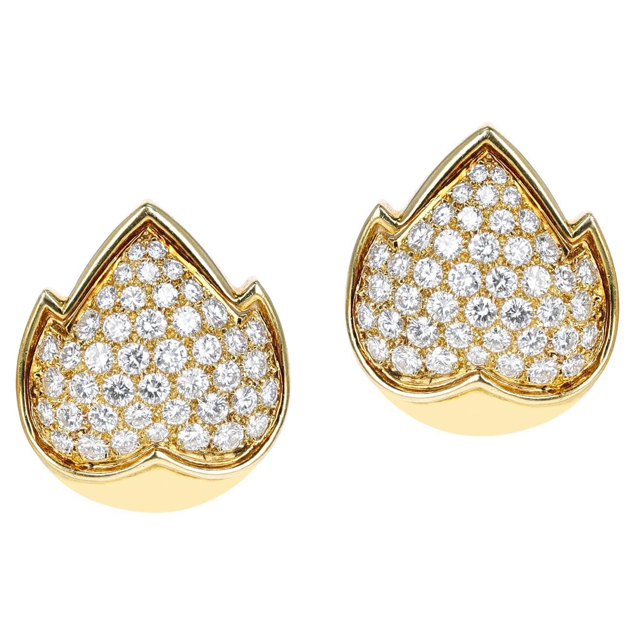 Van Cleef & Arpels Leaf Earrings with 5 Cts. Diamonds, 18K For Sale