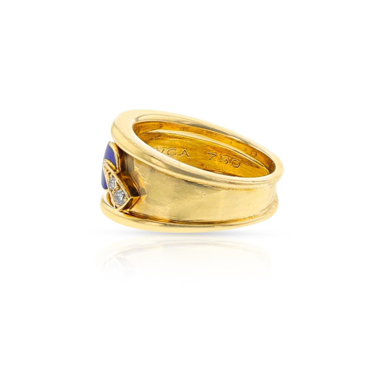 Van Cleef & Arpels Leaf Enamel and Diamond Ring, 18k For Sale 1
