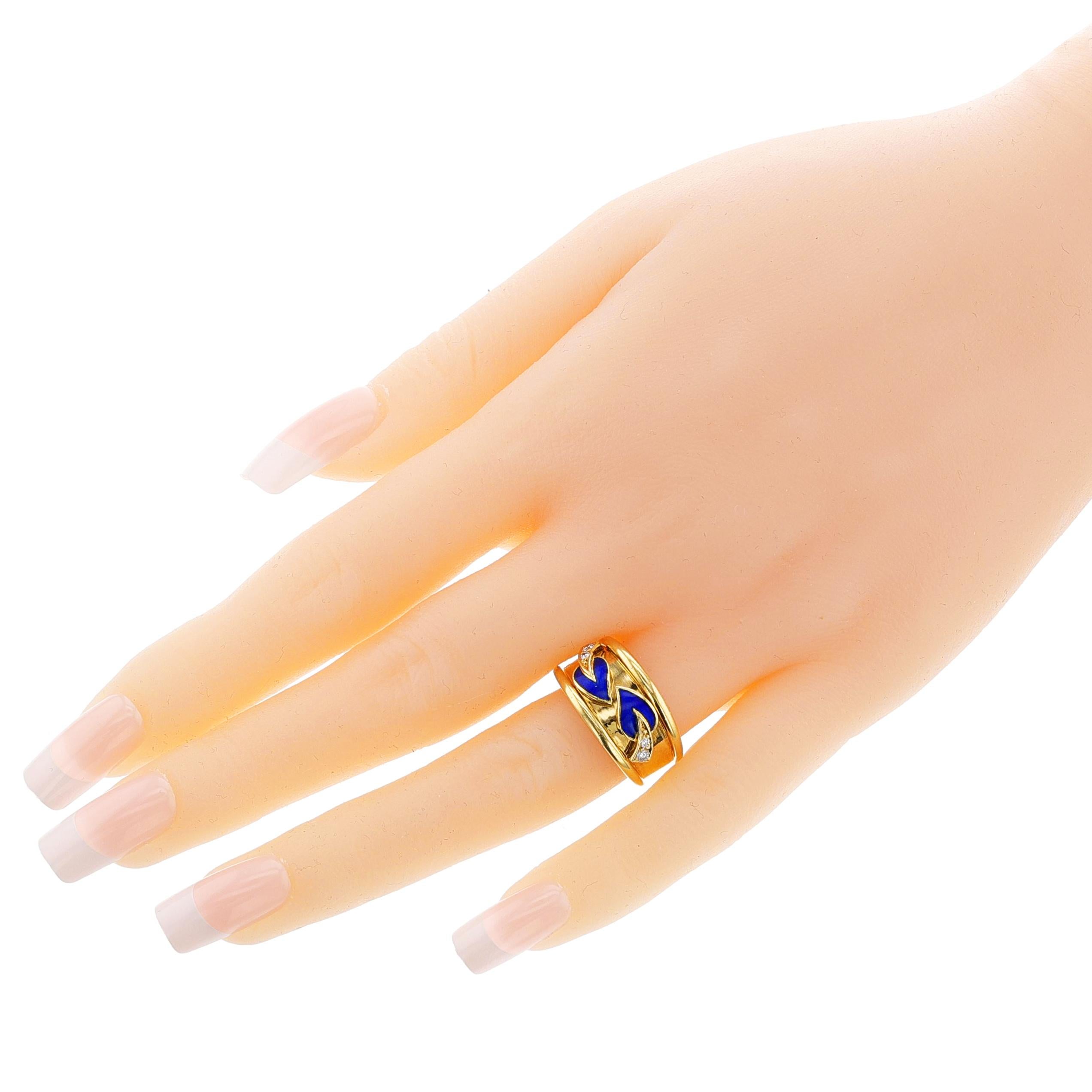 Van Cleef & Arpels Leaf Enamel and Diamond Ring, 18k For Sale 2