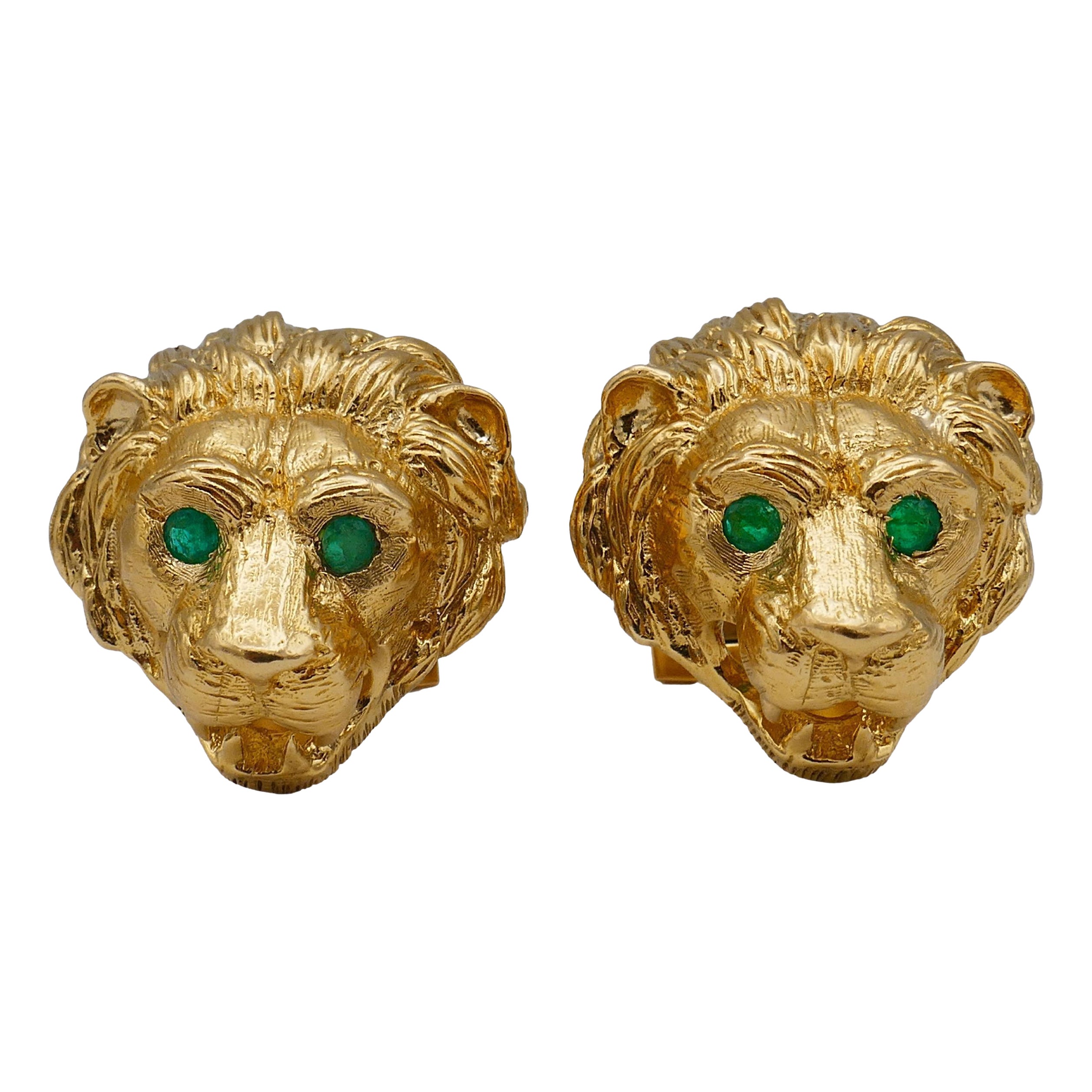Van Cleef & Arpels Leo Cufflinks, 18k Gold Emerald