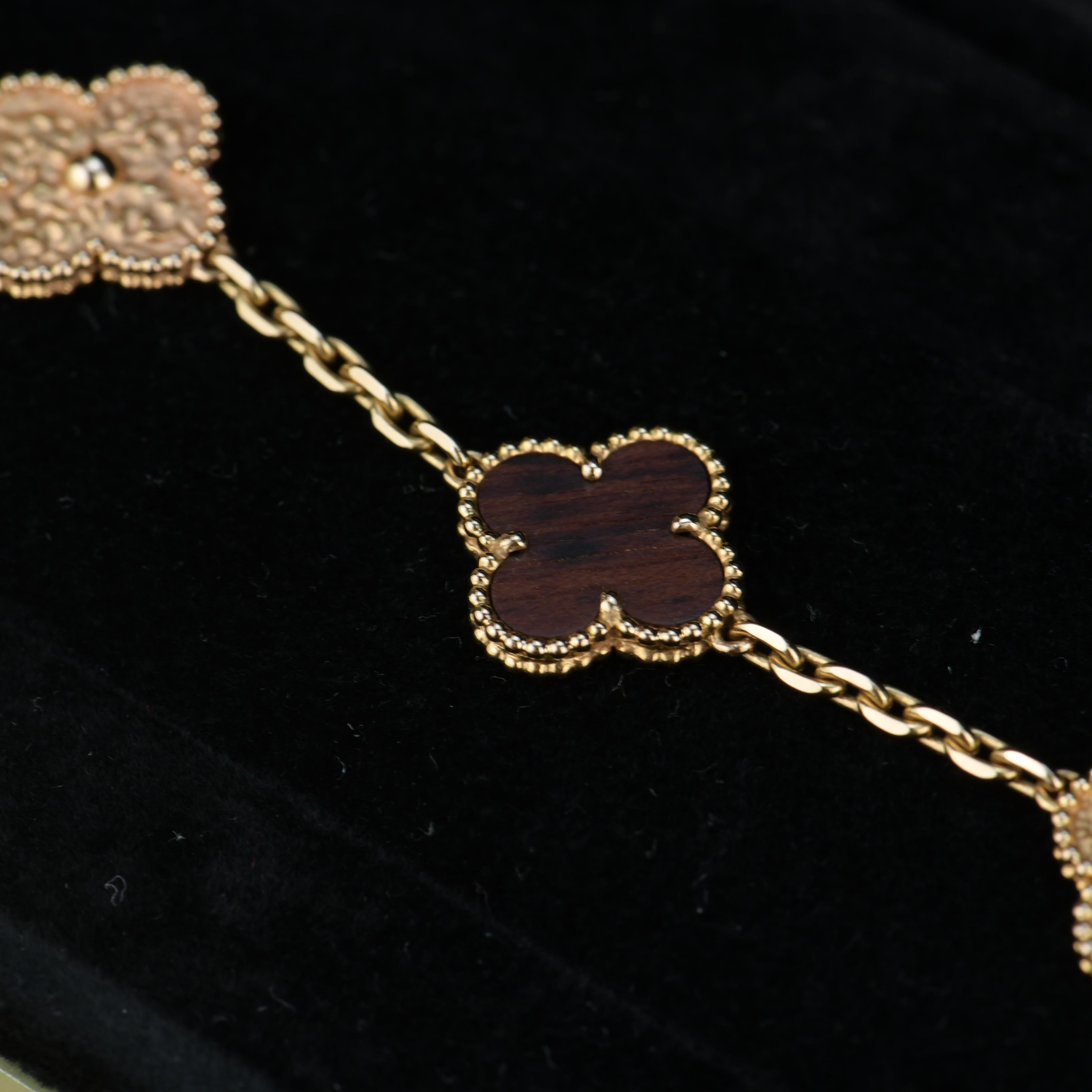 Van Cleef & Arpels Letter Wood Rose Gold Limited Edition Alhambra Bracelet 4