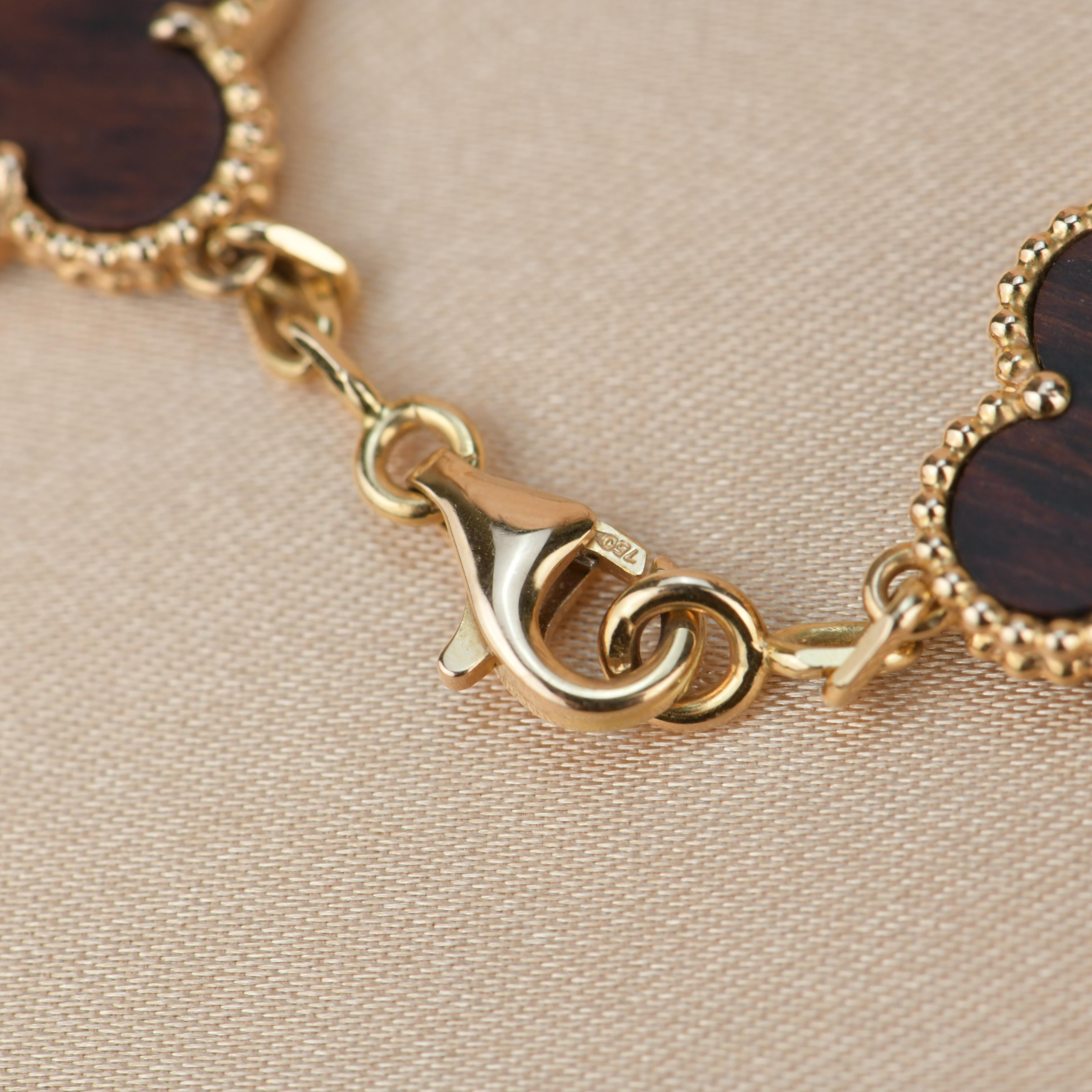 Van Cleef & Arpels Letter Wood Rose Gold Limited Edition Alhambra Bracelet In Excellent Condition In Banbury, GB