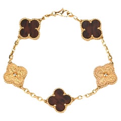 Van Cleef & Arpels Letter Wood Rose Gold Limited Edition Alhambra Bracelet