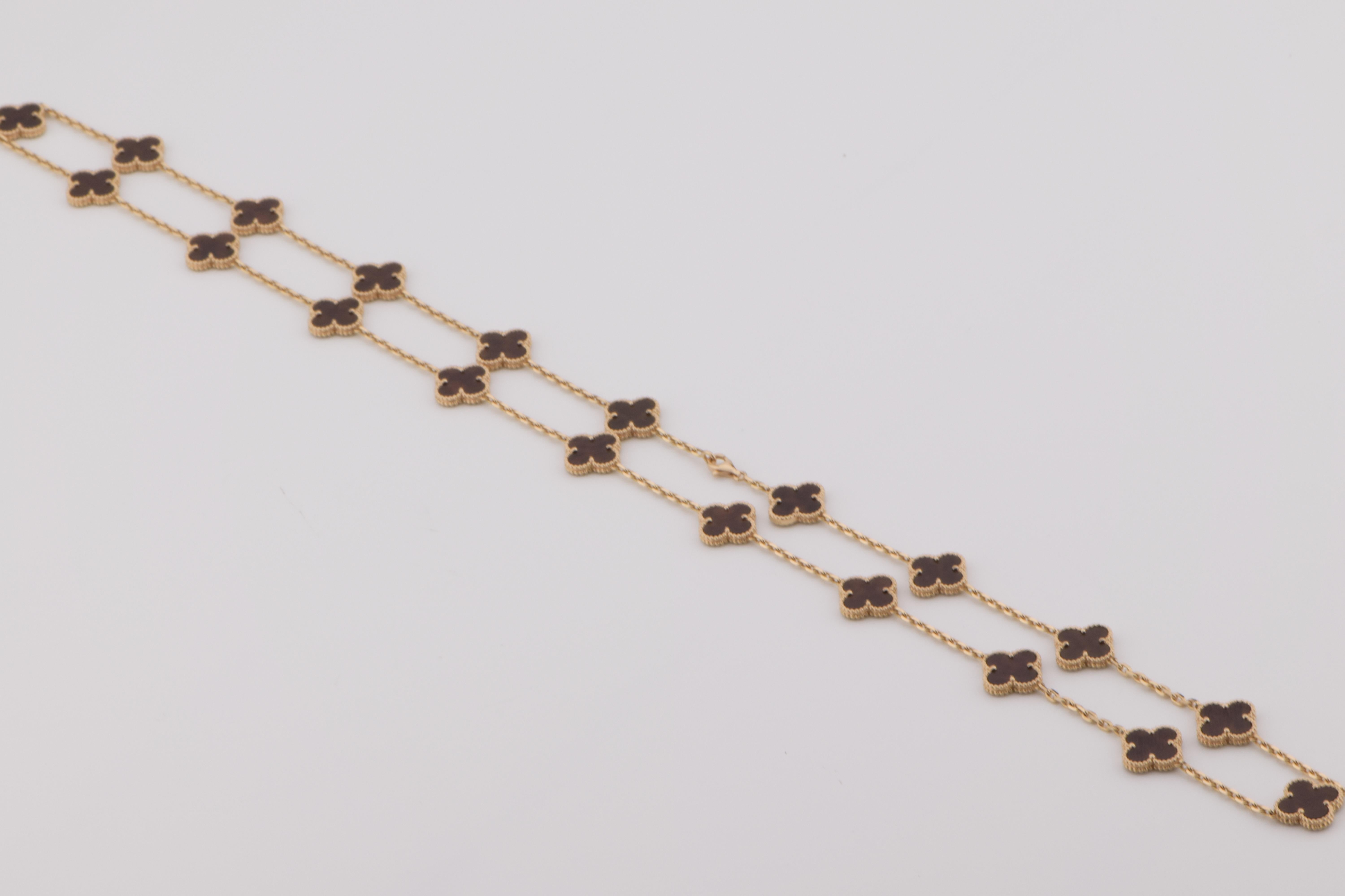 Women's or Men's Van Cleef & Arpels Letterwood Vintage Alhambra 20 Motif Necklace