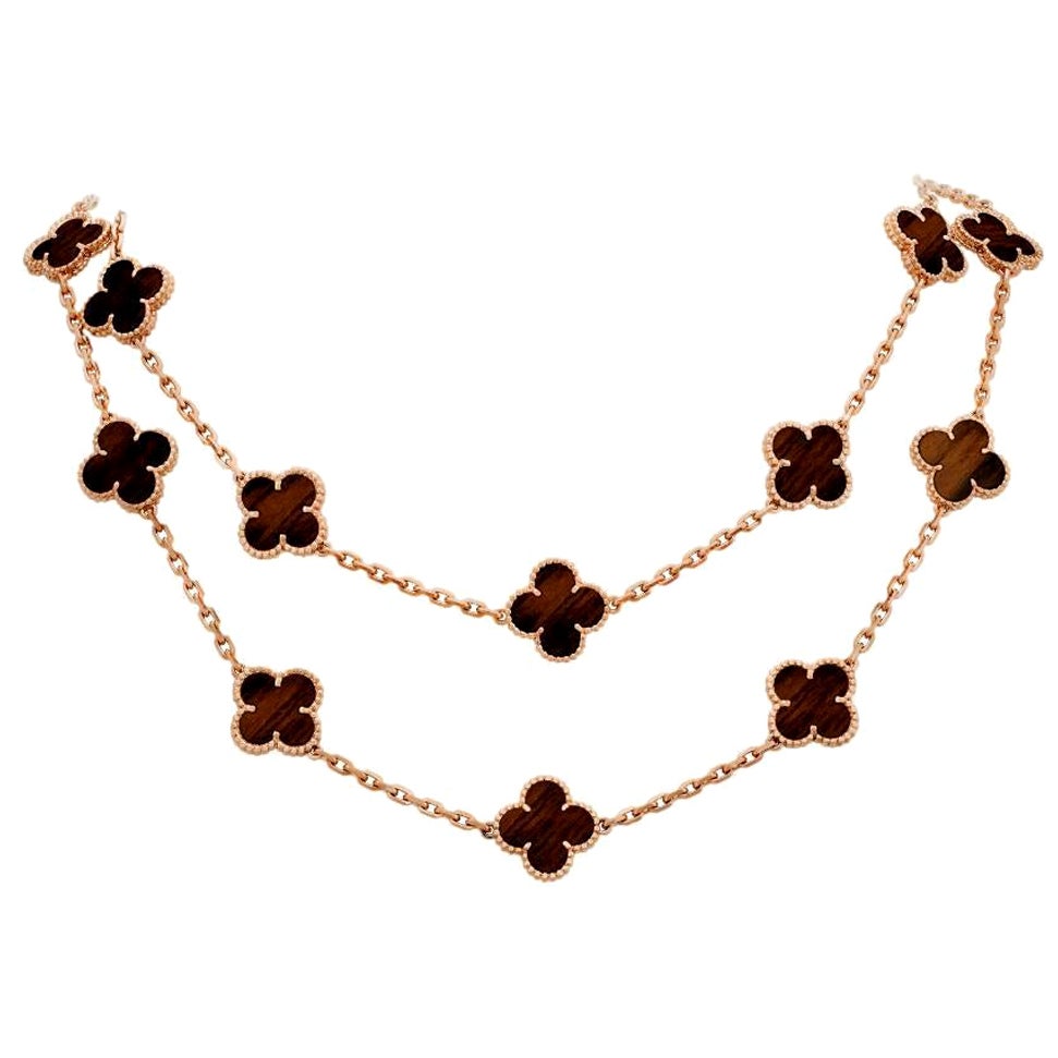 Van Cleef & Arpels Letterwood Vintage Alhambra 20 Motif Necklace