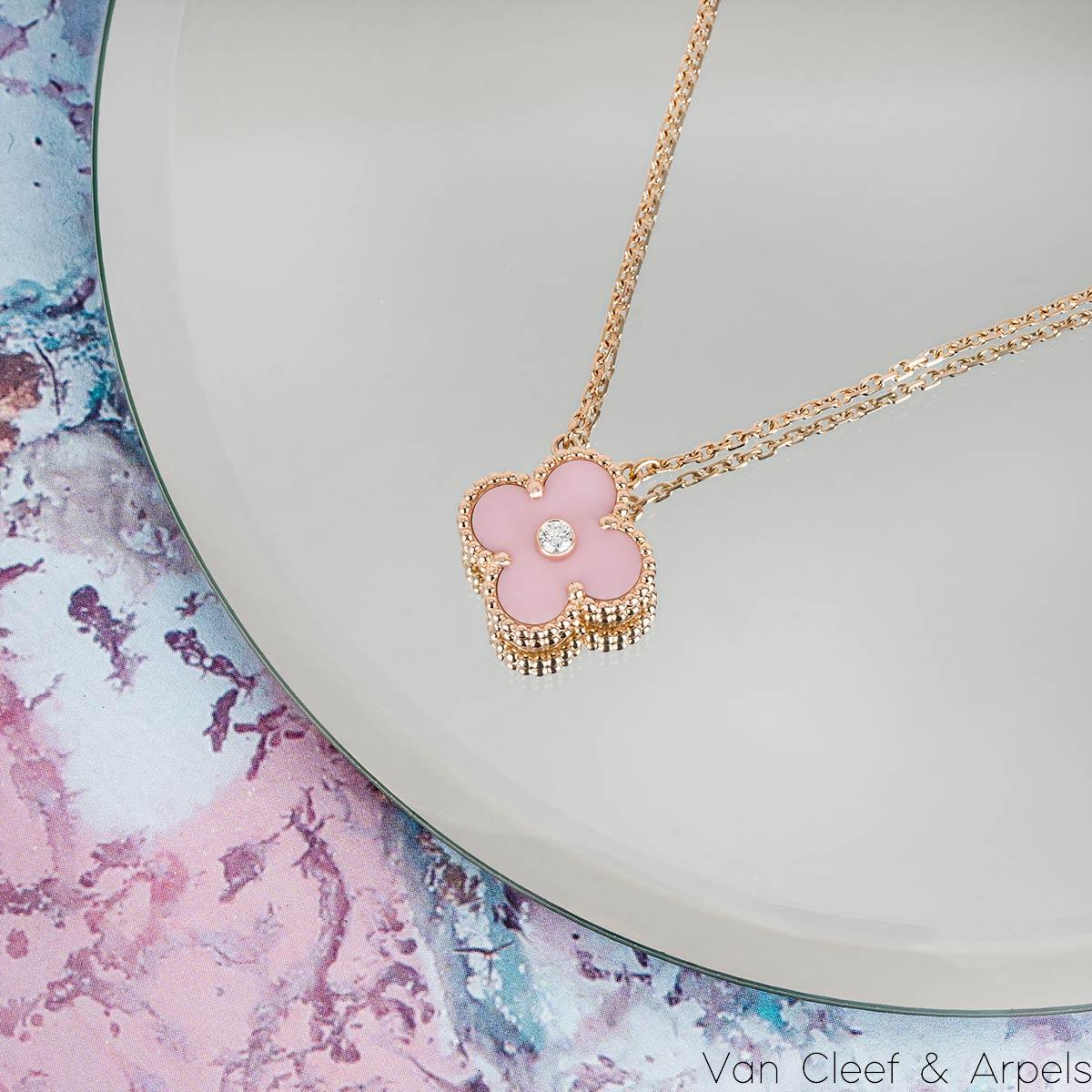 Women's Van Cleef & Arpels Limited Edition 2015 Pink Porcelain Vintage Alhambra Holiday 