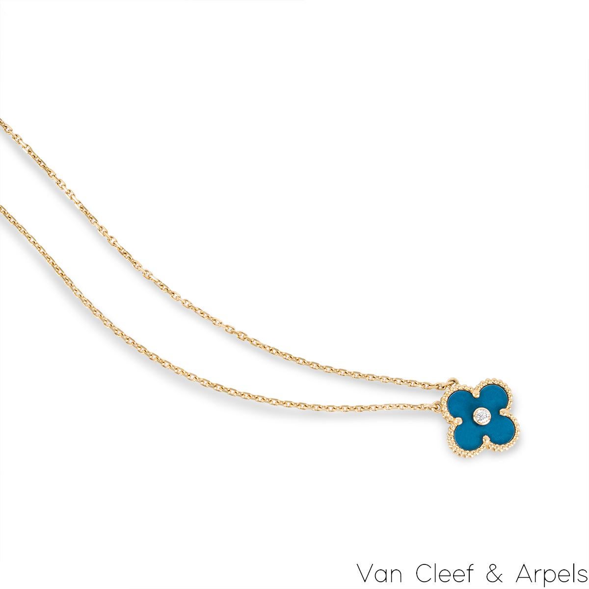 Brilliant Cut Van Cleef & Arpels Limited Edition 2019 Celestial Blue Porcelain Vintage Alhambr For Sale