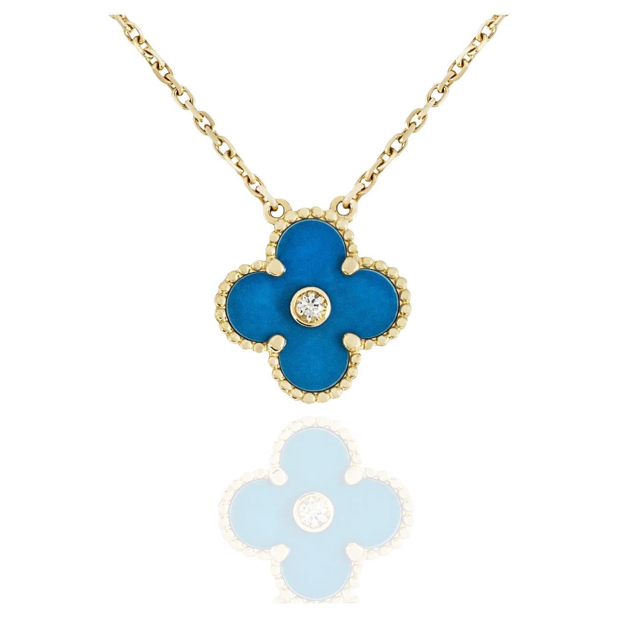 Van Cleef & Arpels Limited Edition 2019 Celestial Blue Porcelain Vintage Alhambr