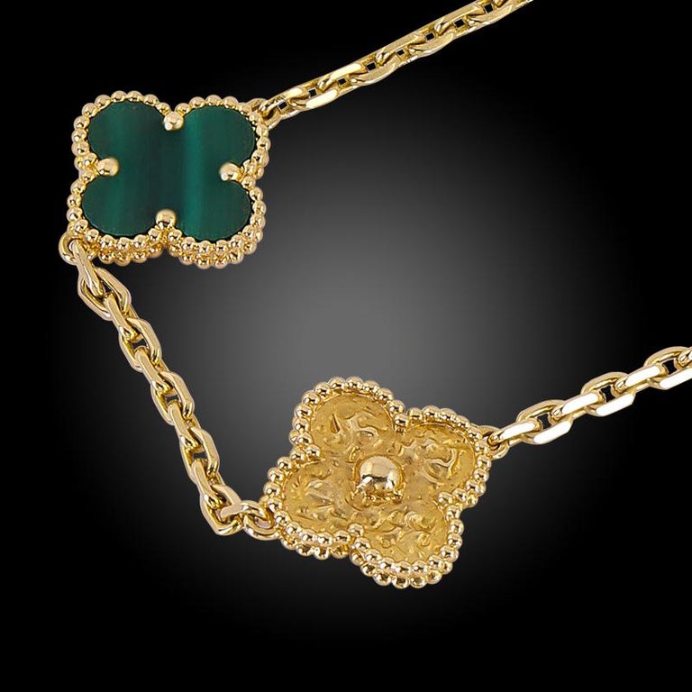 Van Cleef and Arpels Limited Edition Malachite Alhambra Necklace For ...