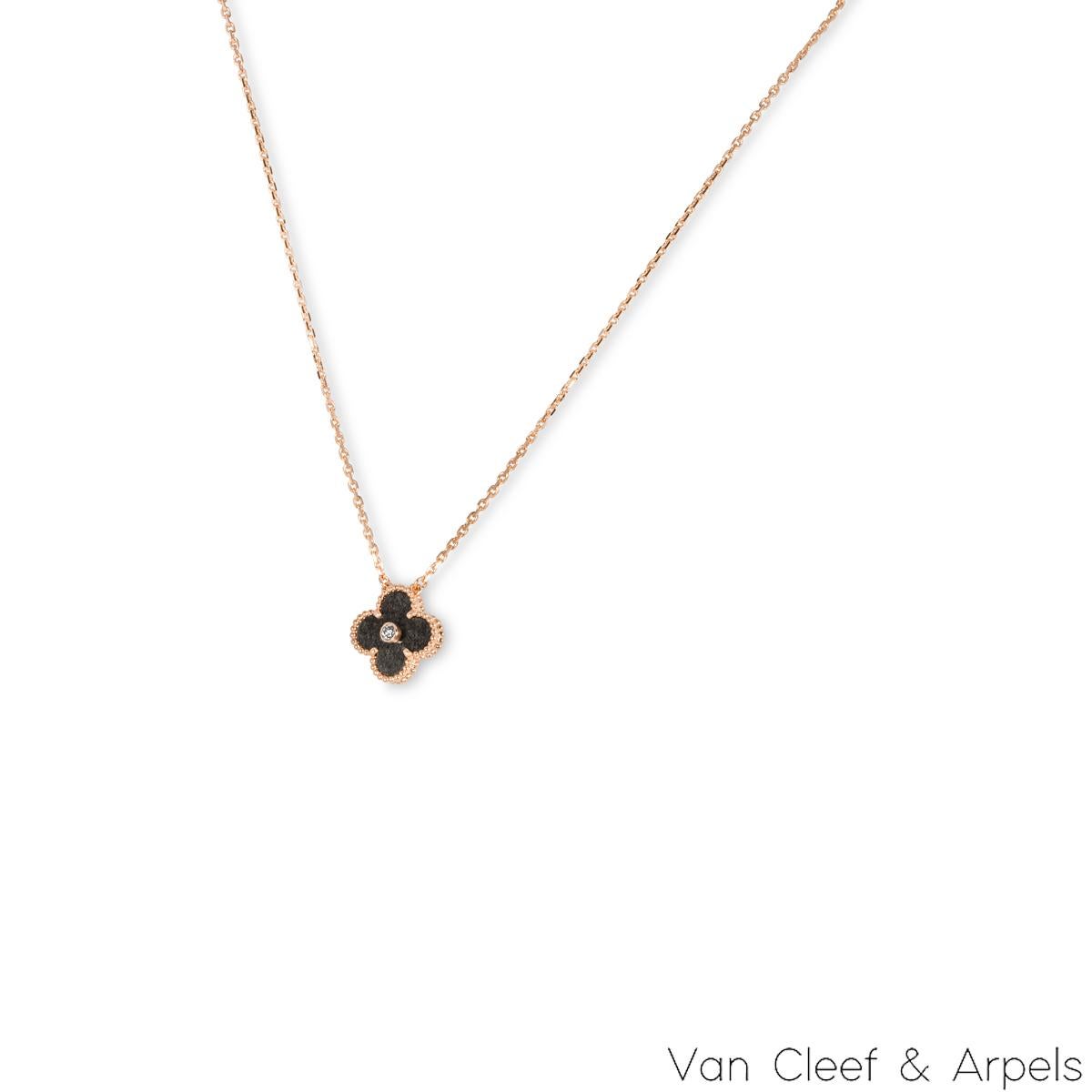 Van Cleef & Arpels Limited Edition Obsidian Vintage Alhambra Holiday Pendant VCA In New Condition For Sale In London, GB