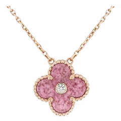 Van Cleef & Arpels Limited Edition Rhodonite Alhambra Holiday Pendant VCARP7TD00