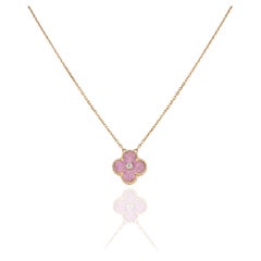 Van Cleef & Arpels Limited Edition Rhodonite Vintage Alhambra Holiday Pendant VC