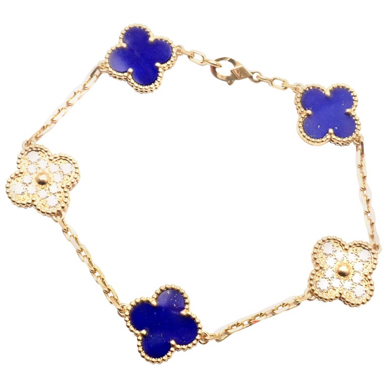 Van Cleef and Arpels Yellow Gold Lucky Alhambra 4 Motif Bracelet VCARD79600  For Sale at 1stDibs