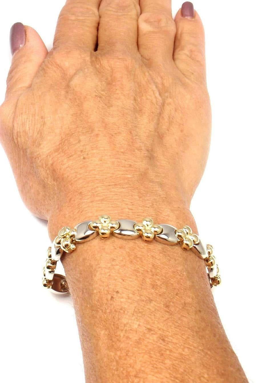 Women's or Men's Van Cleef & Arpels Link Yellow and White Gold Bracelet