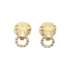 Van Cleef & Arpels Lion Door Knocker Earrings and Brooch Set