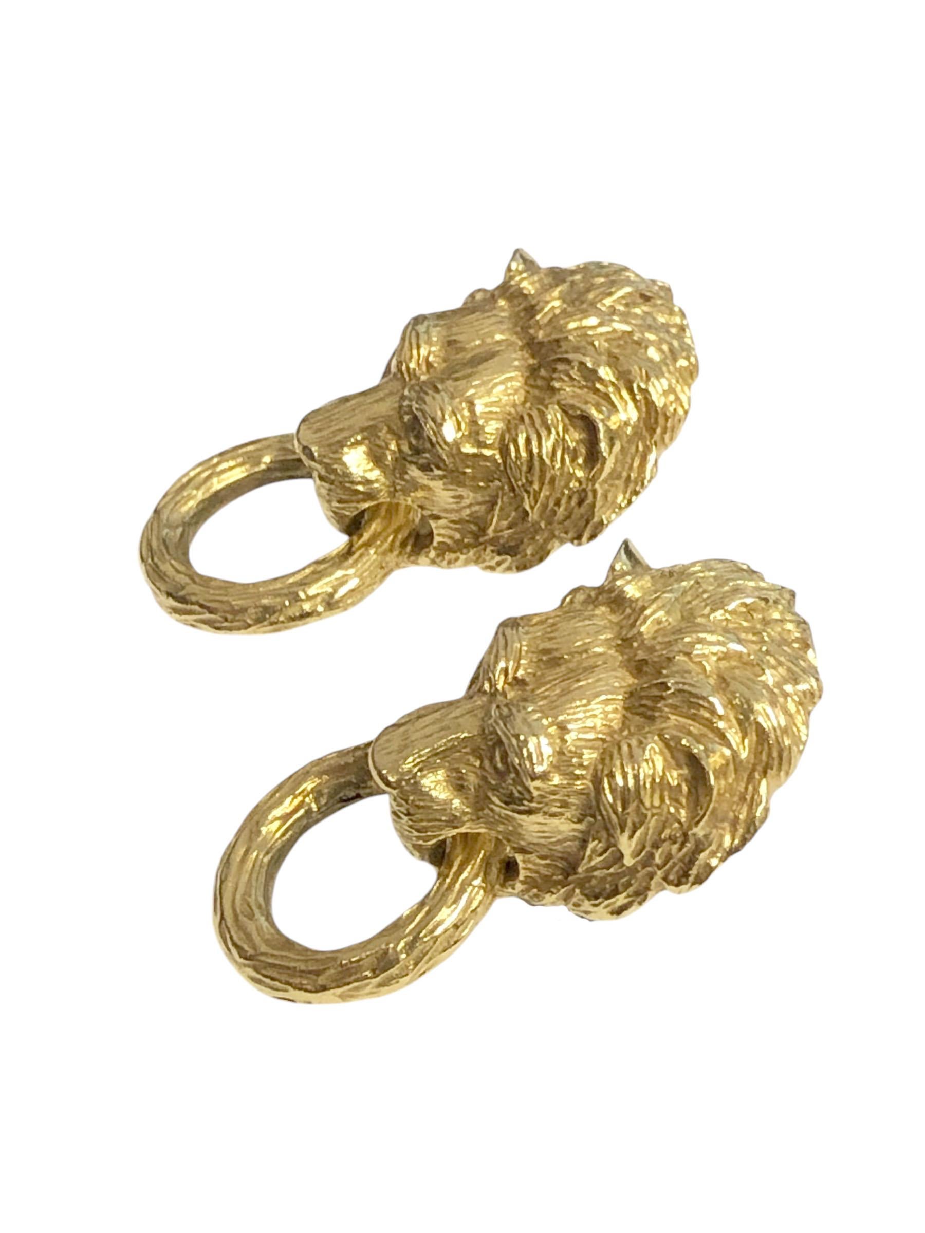 Van Cleef & Arpels Lion Door Knocker Yellow Gold Earrings 1