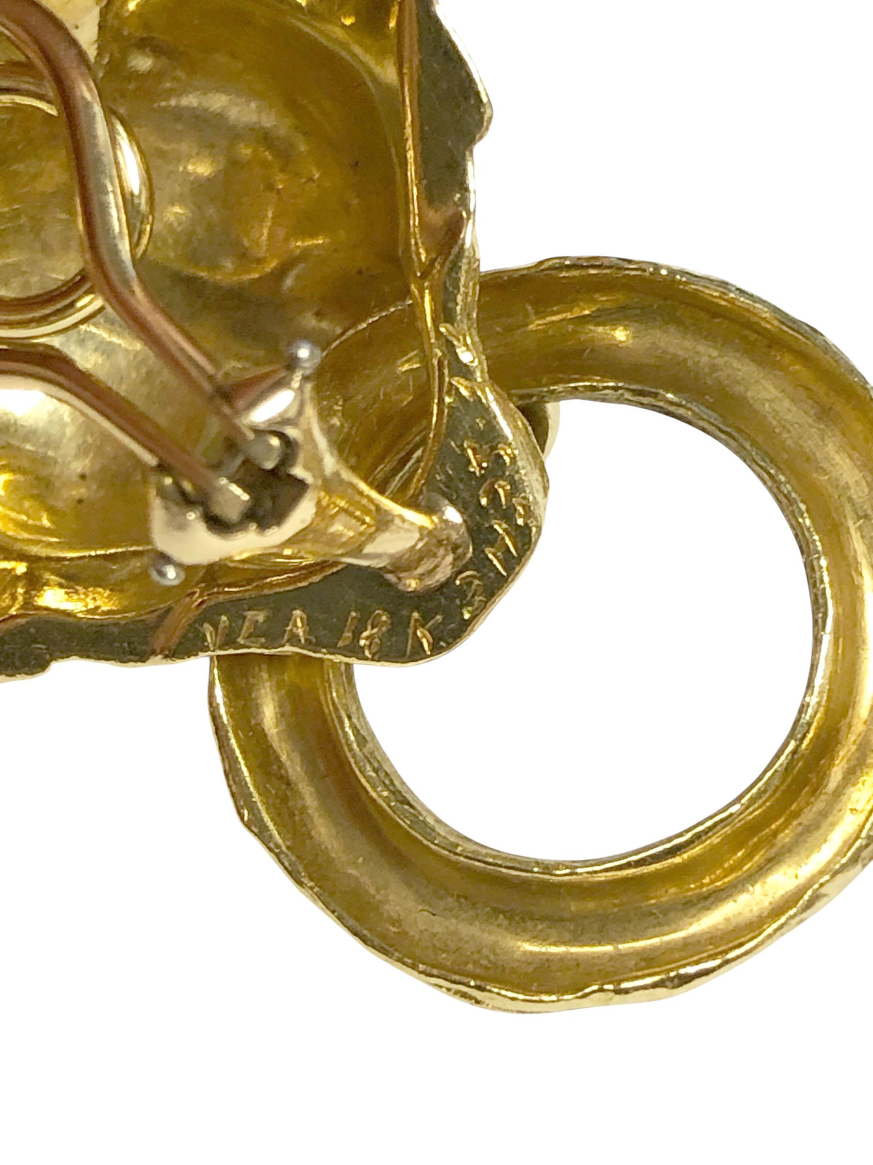 Van Cleef & Arpels Lion Door Knocker Yellow Gold Earrings 2