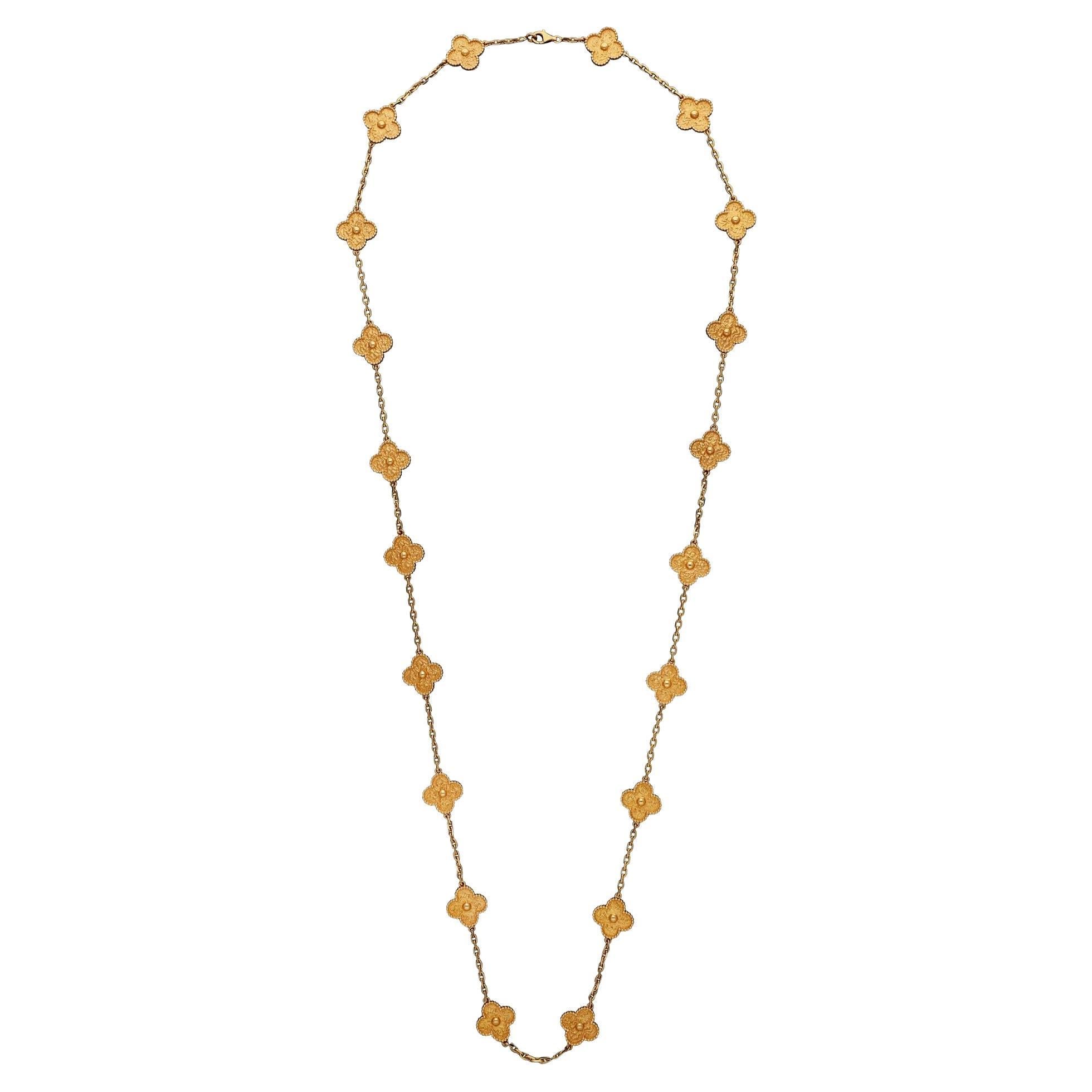 Van Cleef & Arpels Long Chain Necklace Alhambra Collection In 18ct Rose Gold