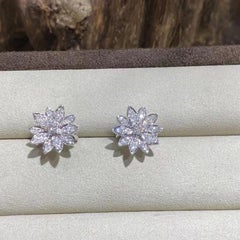 Van Cleef & Arpels Lotus 3.29 Carat Diamond 18K White Gold Earrings