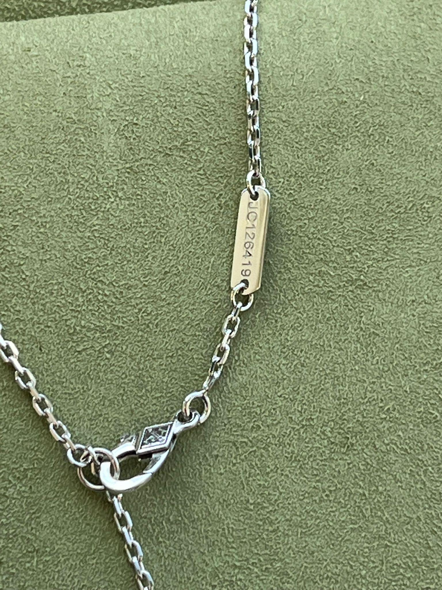 Van Cleef & Arpels Lotus Clip Pendant Medium Model In 18K White Gold For Sale 9