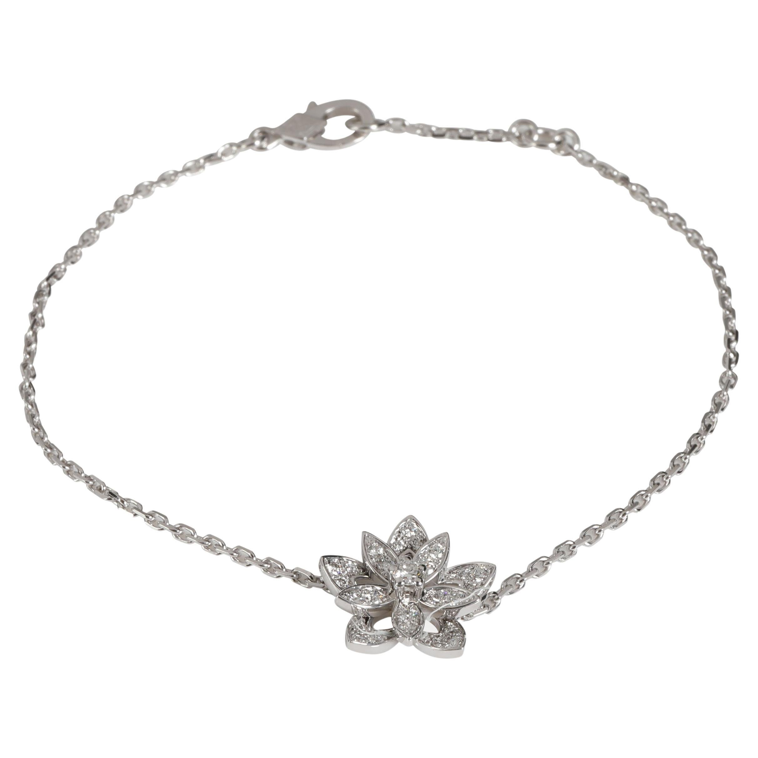 Van Cleef & Arpels Lotus Diamond Bracelet in 18k White Gold 0.16 Ctw