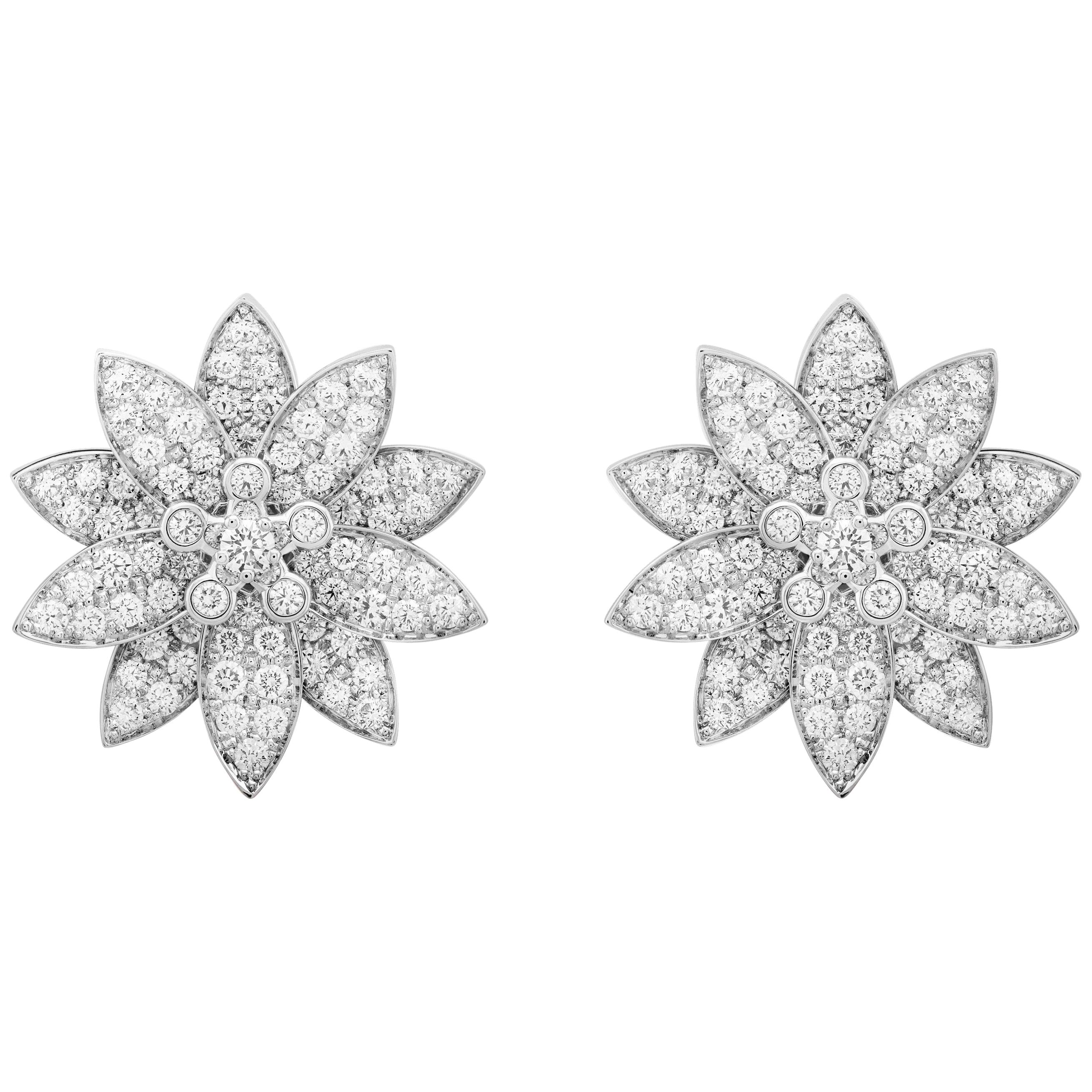 Van Cleef & Arpels Lotus Diamond Earrings
