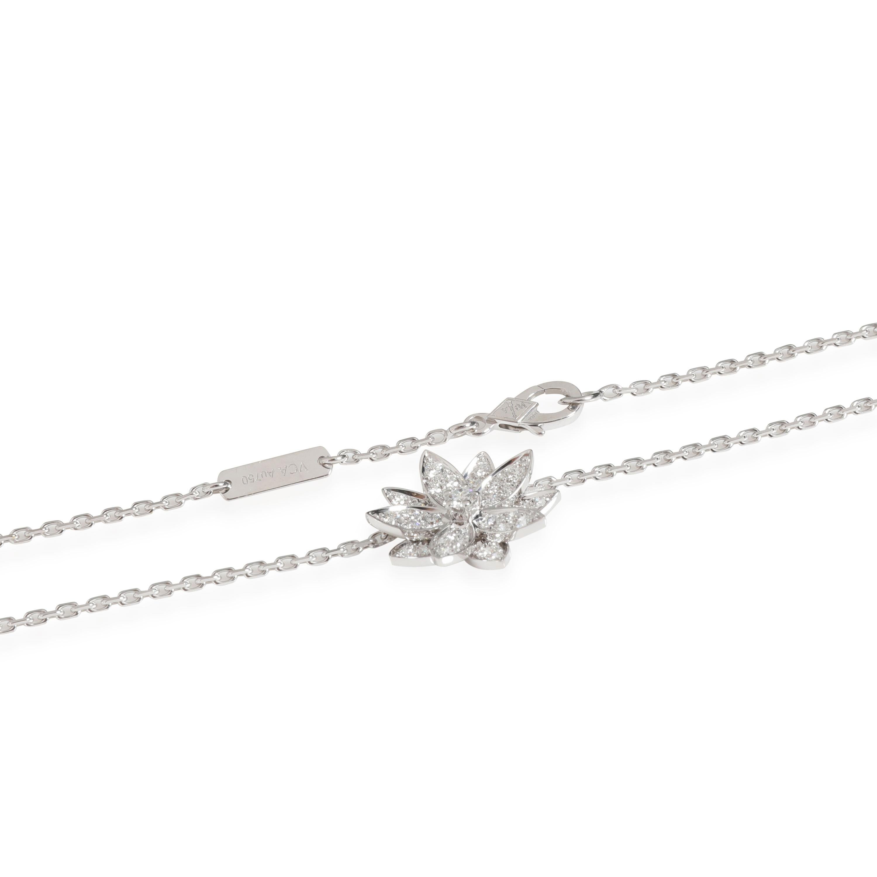 Women's or Men's Van Cleef & Arpels Lotus Diamond Pendant in 18k White Gold 0.46 CTW