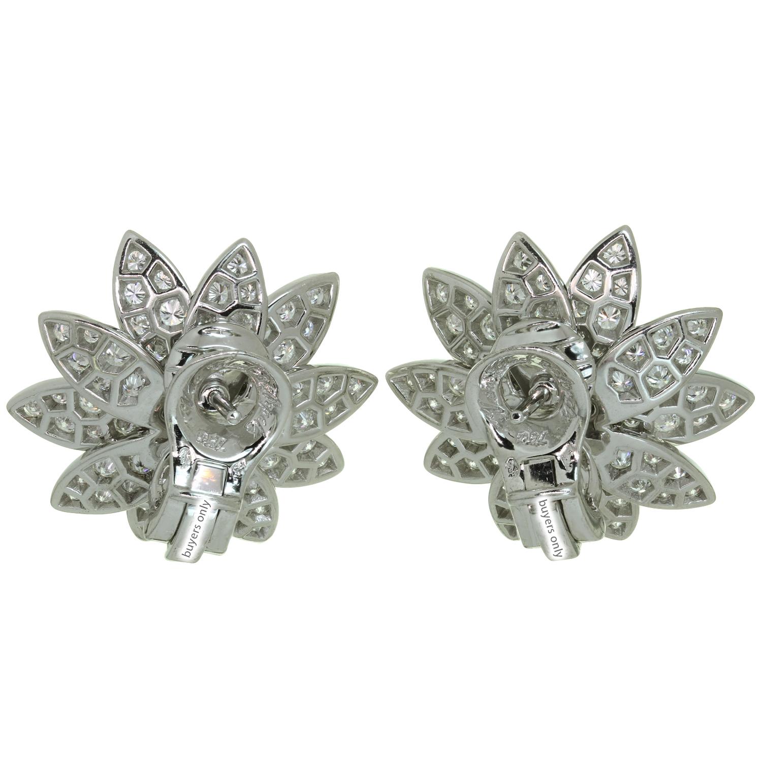 Brilliant Cut Van Cleef & Arpels Lotus Diamond White Gold Large Earrings For Sale