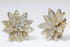 Van Cleef & Arpels Lotus Medium Model Rose Gold with Diamond Earrings