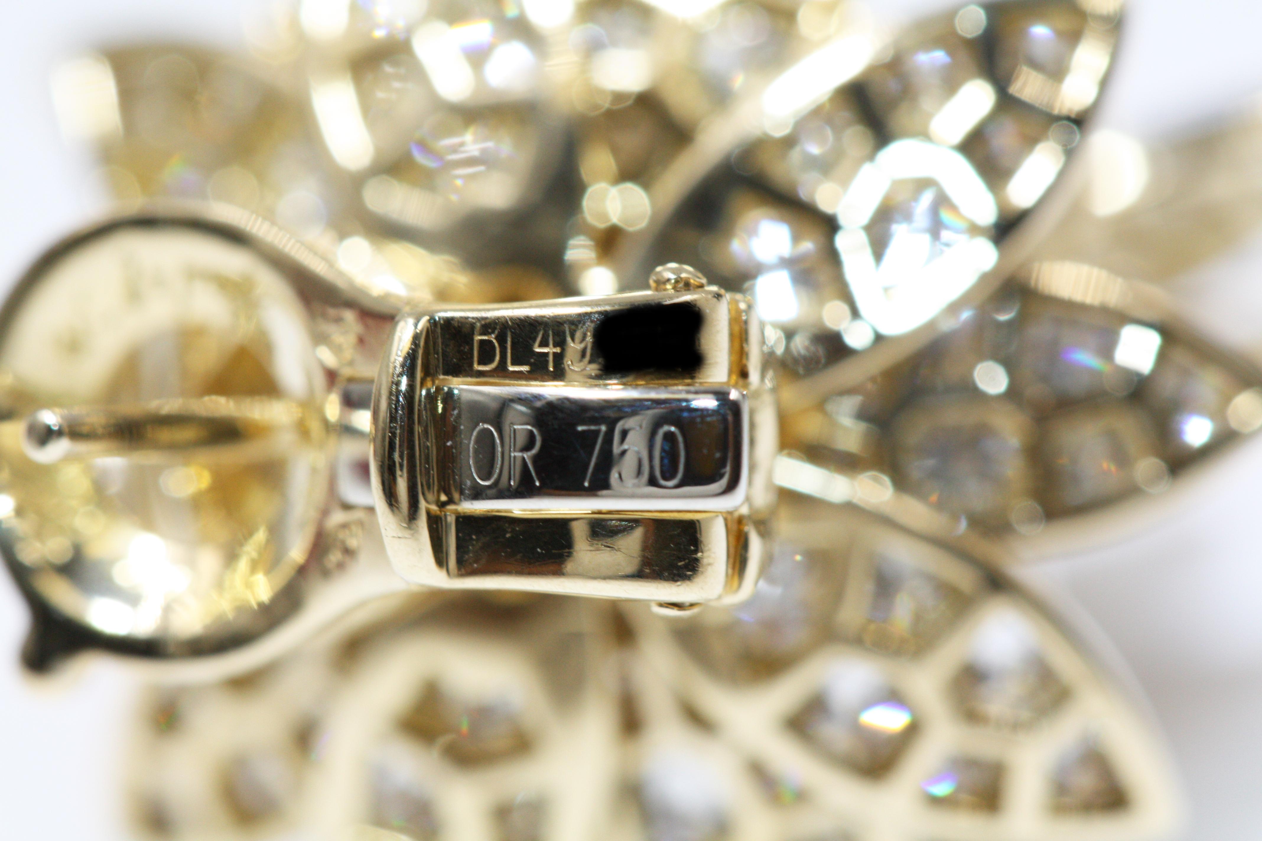 Van Cleef & Arpels Lotus Medium Model Rose Gold with Diamond Earrings For Sale 2