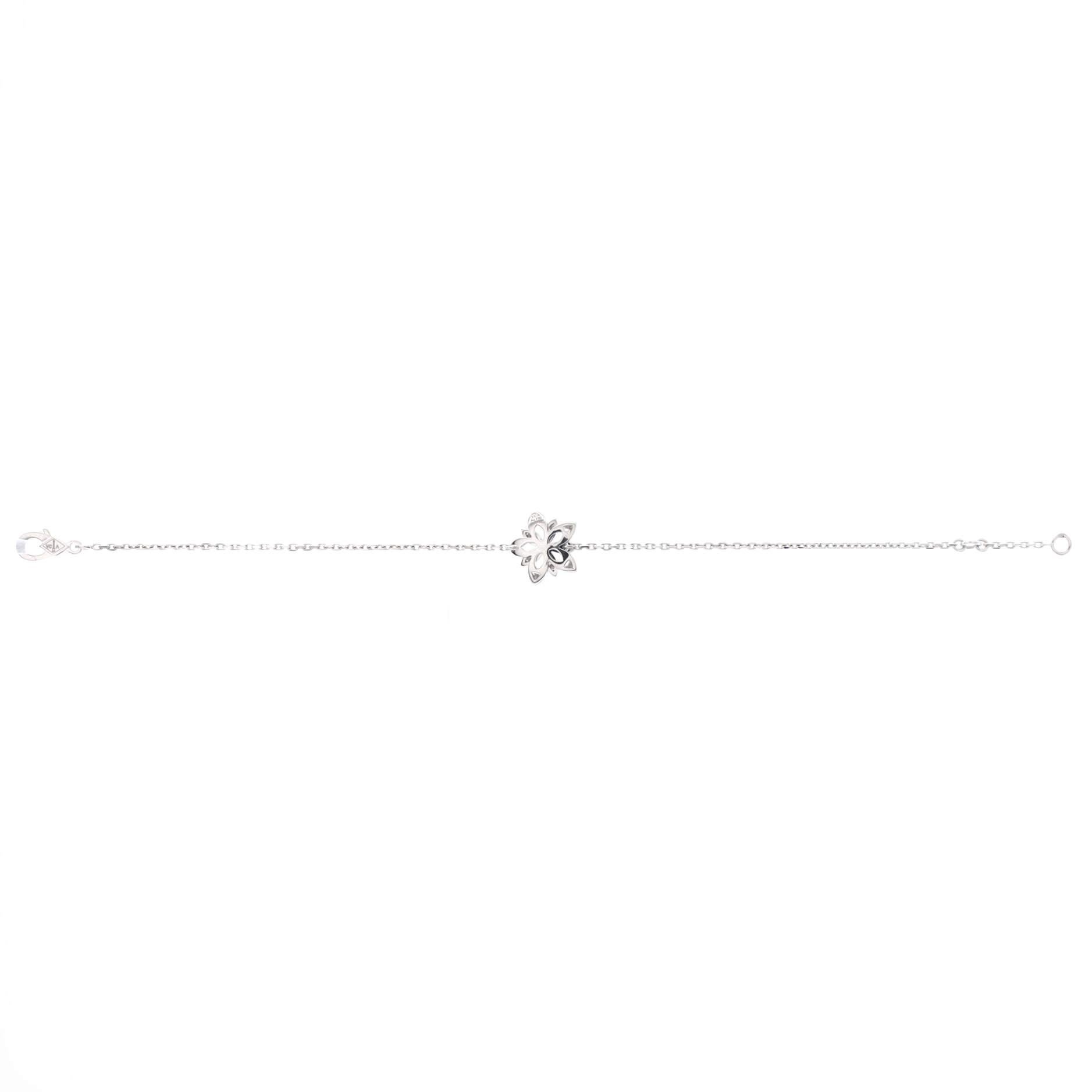 Van Cleef & Arpels Lotus Offenes durchbrochenes Armband aus 18 Karat Weißgold mit Diamanten Mini Damen