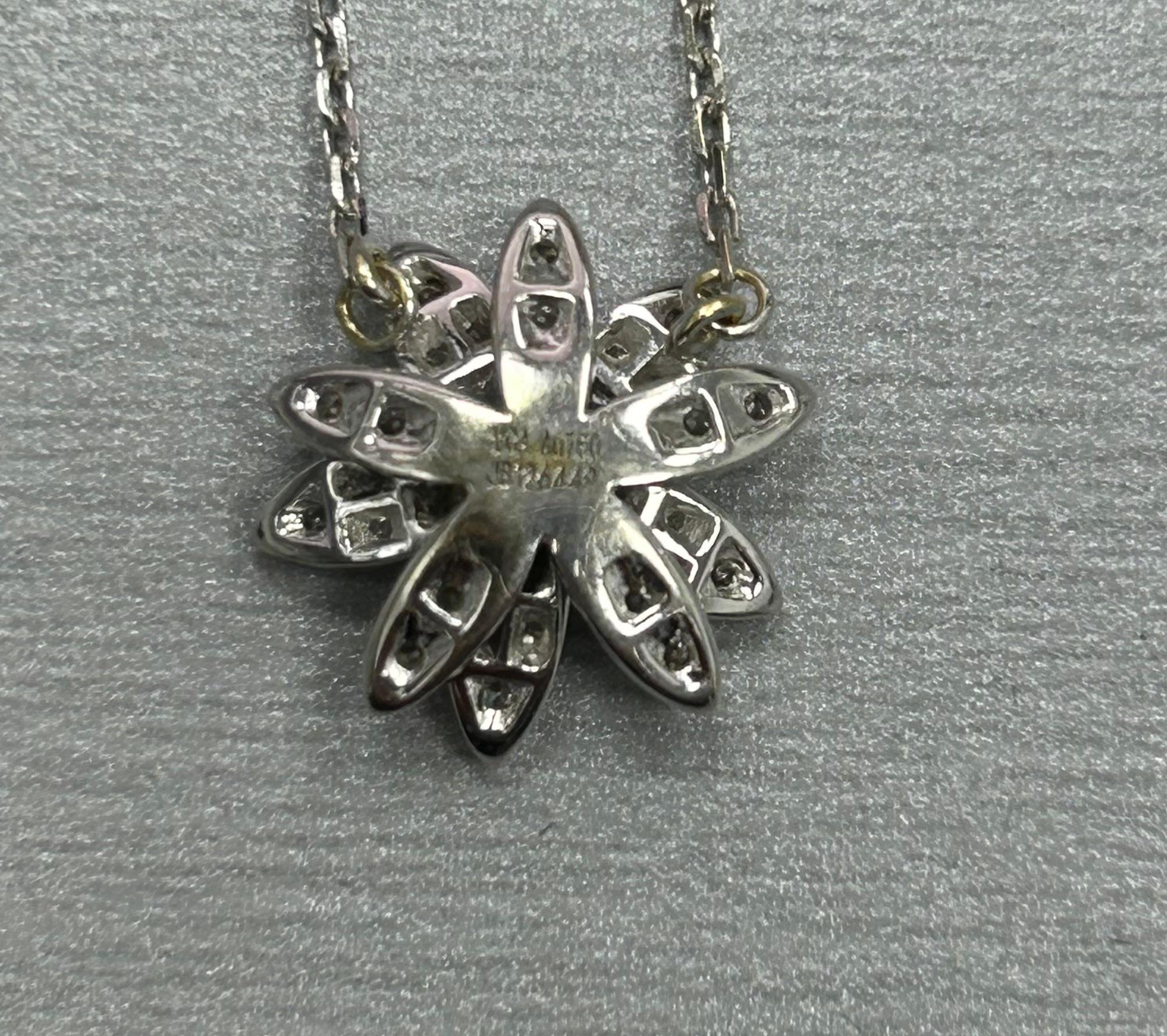 Van Cleef & Arpels Lotus Pendant small model 18k WG diamond necklace 2