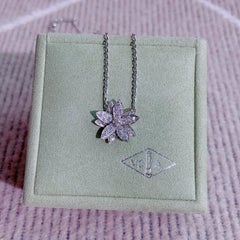 Van Cleef & Arpels Lotus Pendant, Small Model 18K White Gold, Pavé-set Diamond