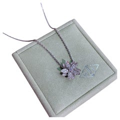 Van Cleef & Arpels Lotus Pendant, Small Model 18K White Gold, Pavé-set Diamond