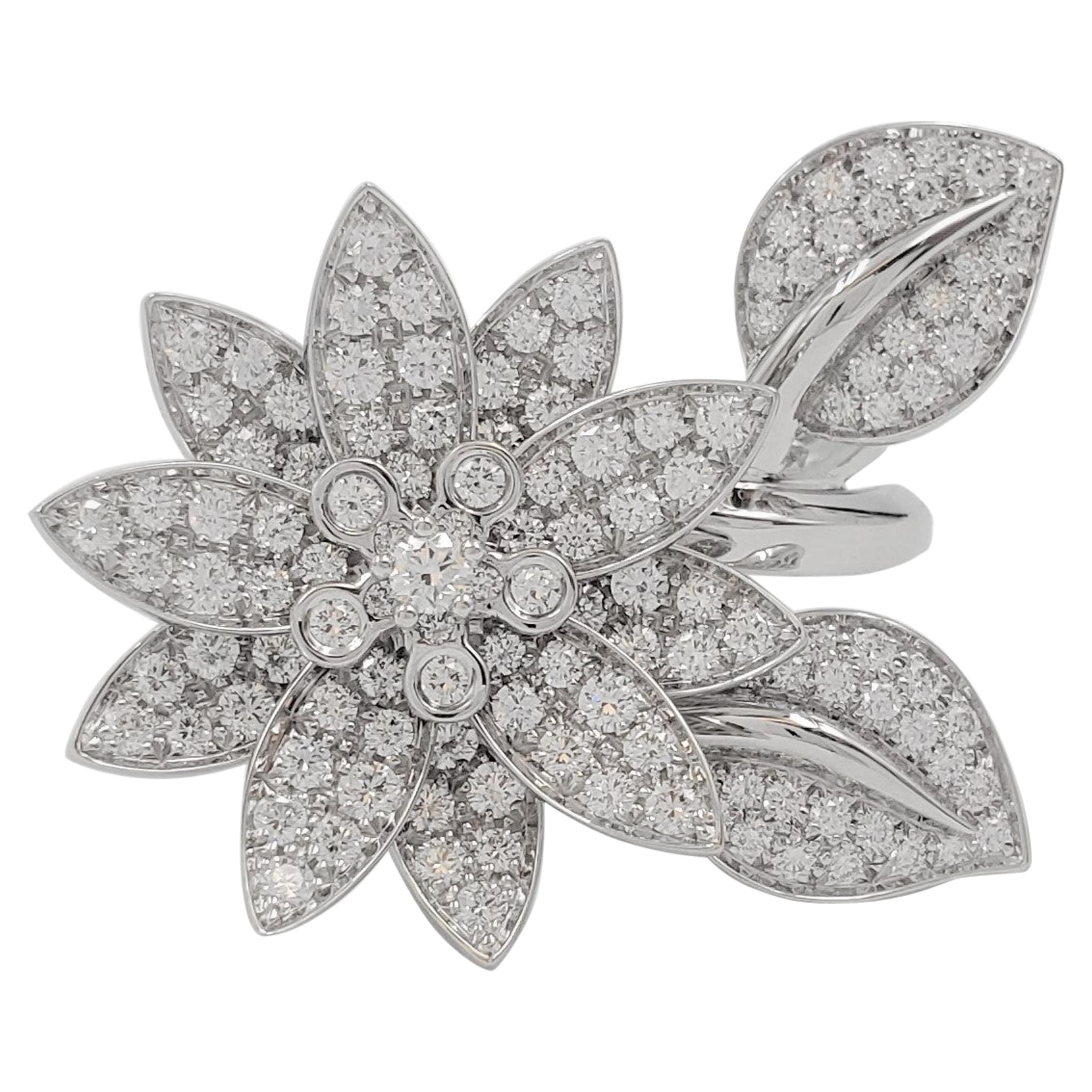 Van Cleef & Arpels 'Lotus' White Gold Diamond Cocktail Ring