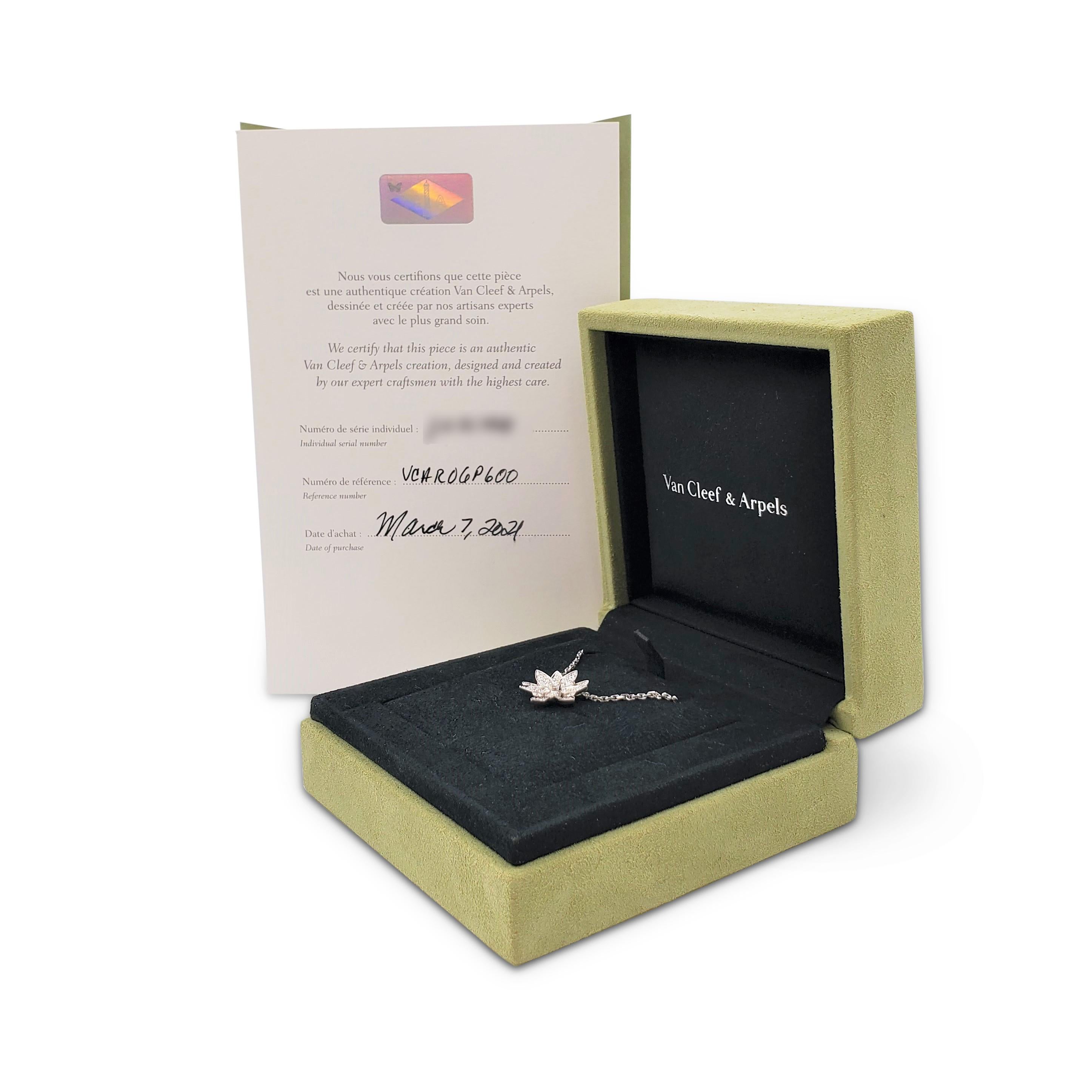 Van Cleef & Arpels 'Lotus' White Gold Diamond Pendant Necklace 1