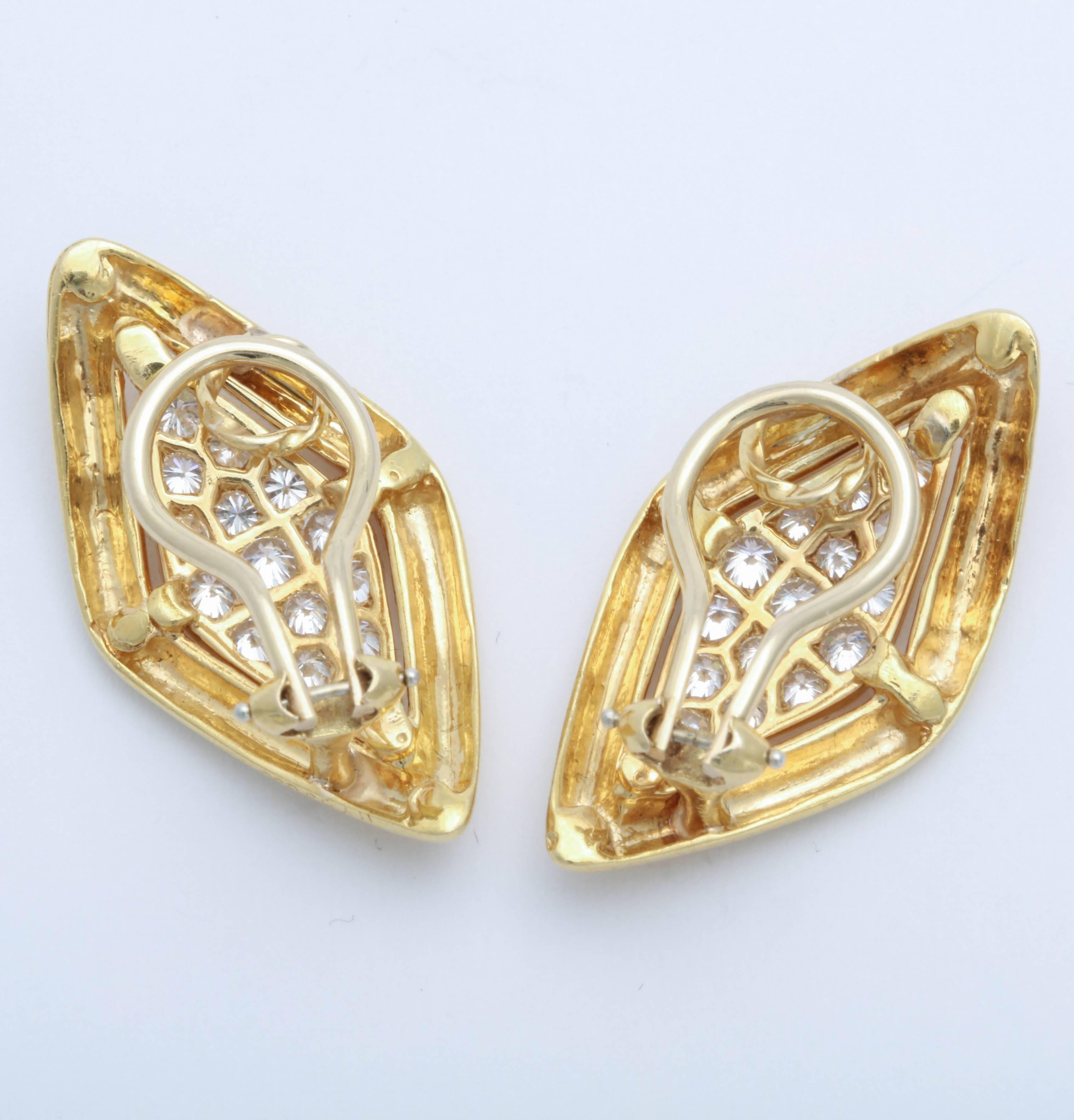 Women's Van Cleef & Arpels Lozenge Shaped Clip-On Diamond Earrings