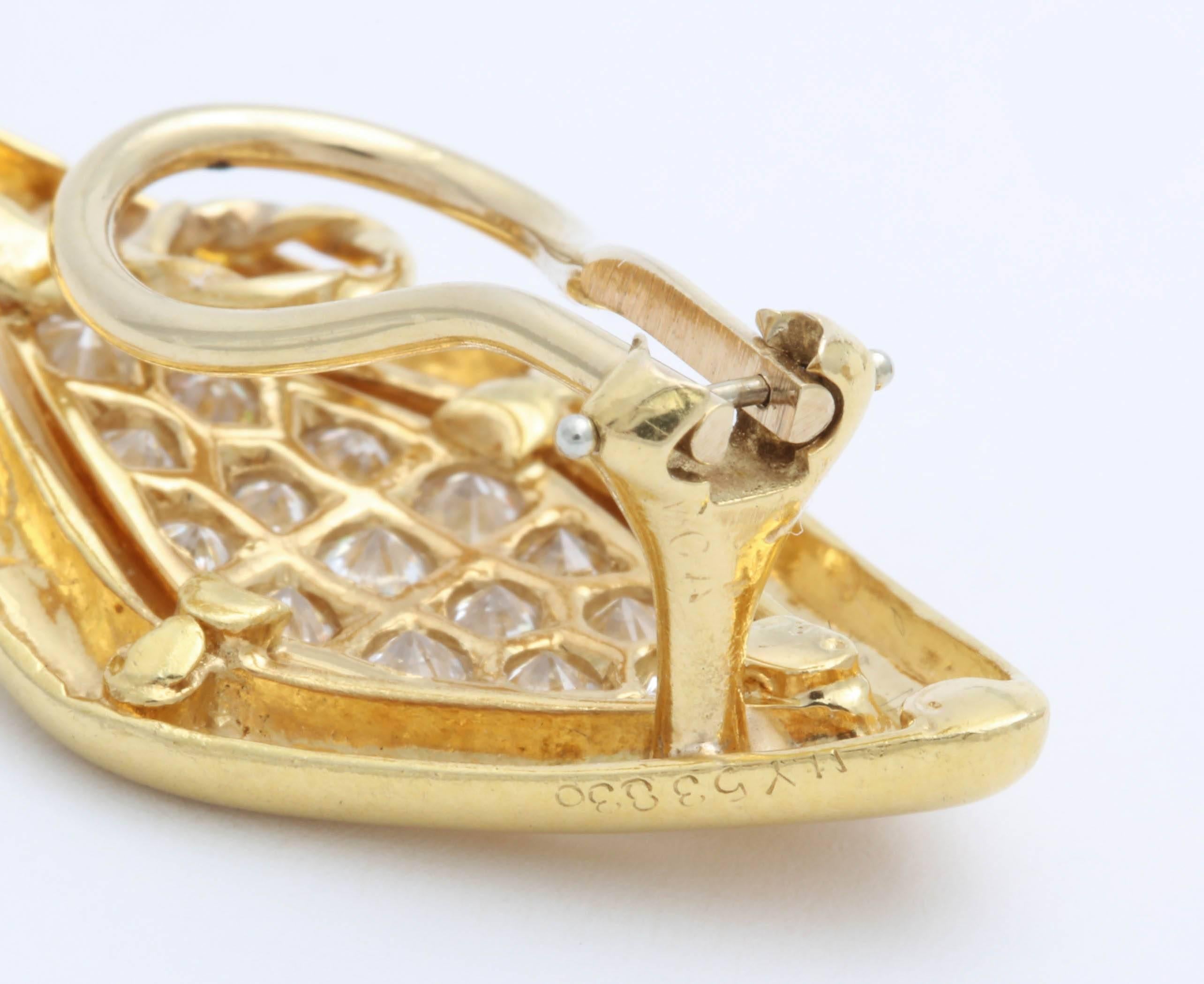 Van Cleef & Arpels Lozenge Shaped Clip-On Diamond Earrings 2