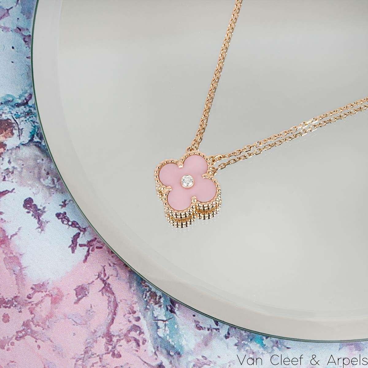Van Cleef & Arpels Ltd Ed 2015 Pink Porcelain Vintage Alhambra Holiday Pendant 4