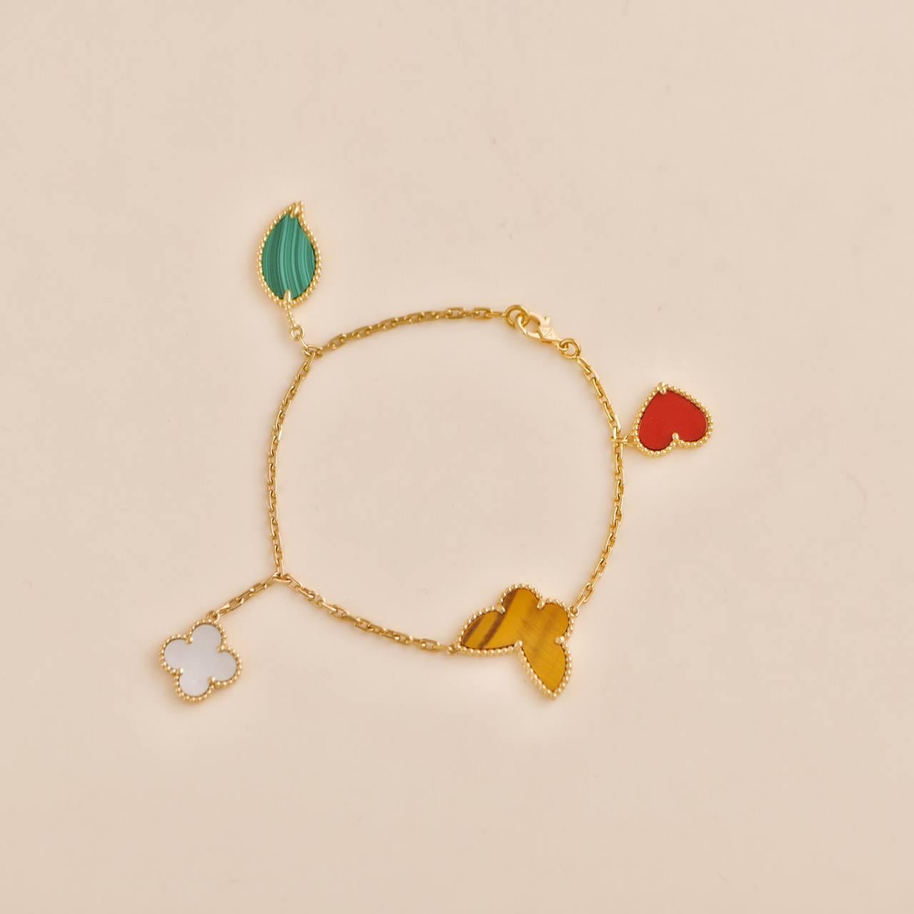 Van Cleef & Arpels Lucky Alhambra 4 Motifs 18k Yellow Gold Bracelet 3