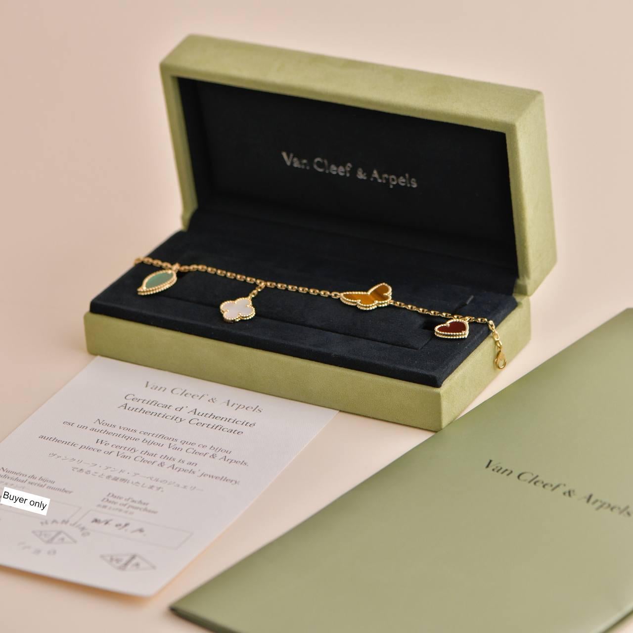 Vca Box Van Cleef and Arpels Lucky Alhambra 4 Motifs Yellow Gold Bracelet For ...
