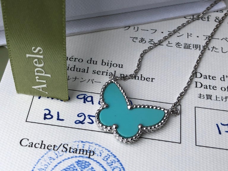 Collier Style Tibétain Papillon - Turquoise Reconstituée Ciselée, Argent Tibétain, Neuf Sans Emballage