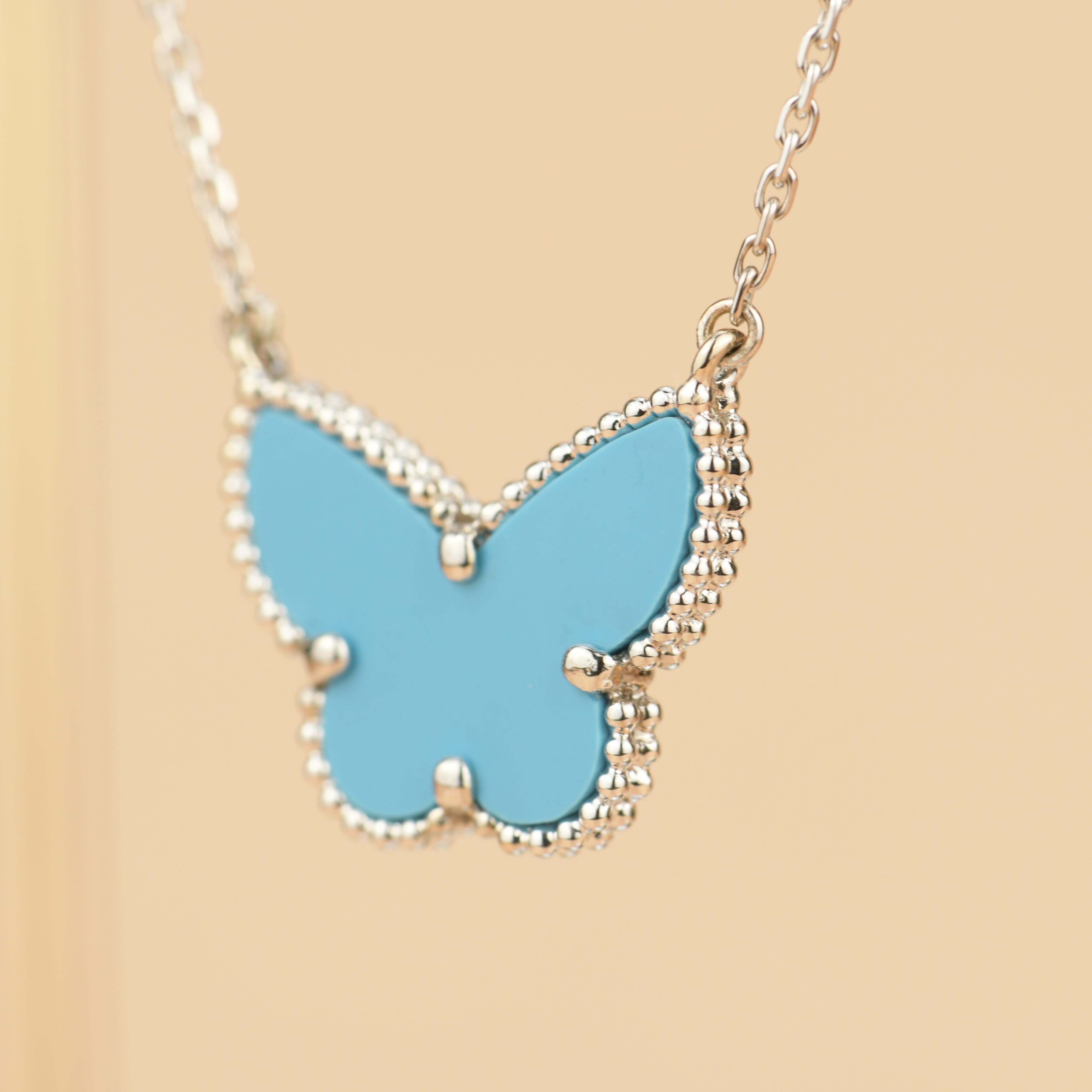 Van Cleef & Arpels Lucky Alhambra Big Turquoise Butterfly Pendant Necklace 1