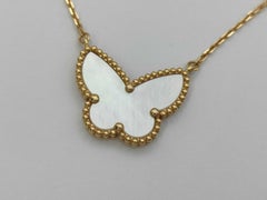 Van Cleef & Arpels Lucky Alhambra Butterfly Mother of Pearl 18K Gold Necklace