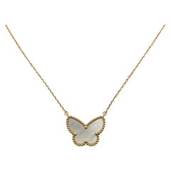 Van Cleef & Arpels Lucky Alhambra Butterfly Mother of Pearl 18K Gold Necklace