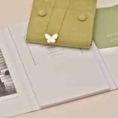 Van Cleef & Arpels Lucky Alhambra Butterfly Necklace Mother of Pearl 18K Yellow
