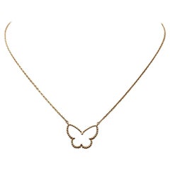Used Van Cleef & Arpels Lucky Alhambra Butterfly Pendant Necklace